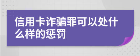 信用卡诈骗罪可以处什么样的惩罚