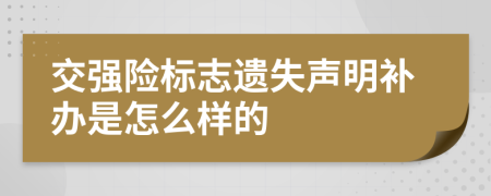 交强险标志遗失声明补办是怎么样的