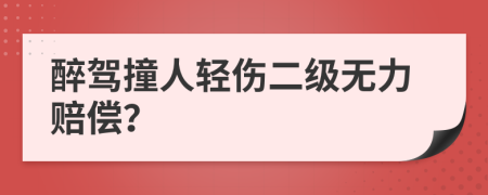 醉驾撞人轻伤二级无力赔偿？