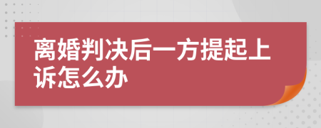 离婚判决后一方提起上诉怎么办