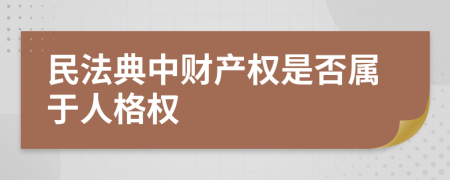 民法典中财产权是否属于人格权