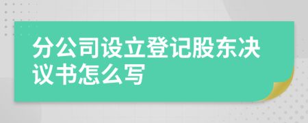 分公司设立登记股东决议书怎么写