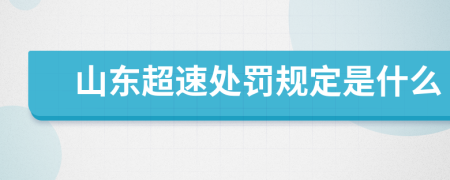 山东超速处罚规定是什么