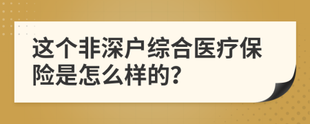 这个非深户综合医疗保险是怎么样的？