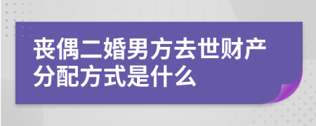 丧偶二婚男方去世财产分配方式是什么