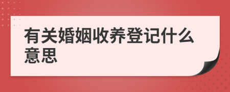 有关婚姻收养登记什么意思