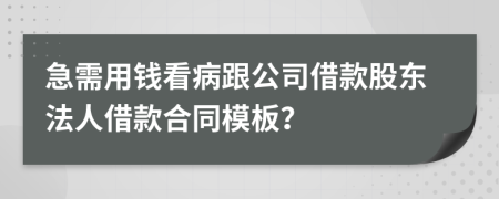 急需用钱看病跟公司借款股东法人借款合同模板？