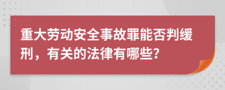 重大劳动安全事故罪能否判缓刑，有关的法律有哪些？