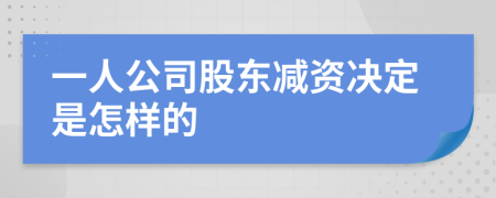 一人公司股东减资决定是怎样的