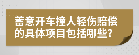 蓄意开车撞人轻伤赔偿的具体项目包括哪些?
