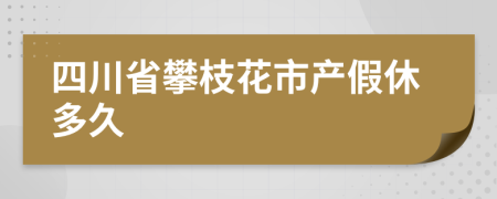 四川省攀枝花市产假休多久