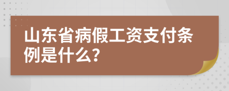 山东省病假工资支付条例是什么？