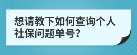 想请教下如何查询个人社保问题单号？