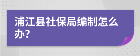 浦江县社保局编制怎么办？