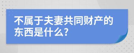 不属于夫妻共同财产的东西是什么?