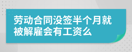 劳动合同没签半个月就被解雇会有工资么