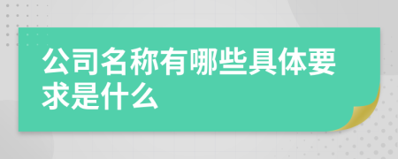 公司名称有哪些具体要求是什么