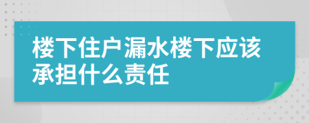 楼下住户漏水楼下应该承担什么责任