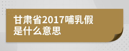 甘肃省2017哺乳假是什么意思