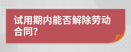 试用期内能否解除劳动合同？