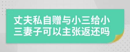 丈夫私自赠与小三给小三妻子可以主张返还吗