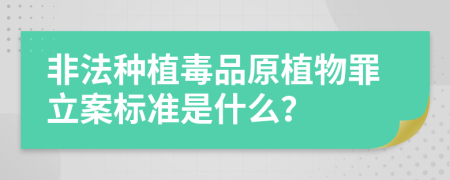 非法种植毒品原植物罪立案标准是什么？