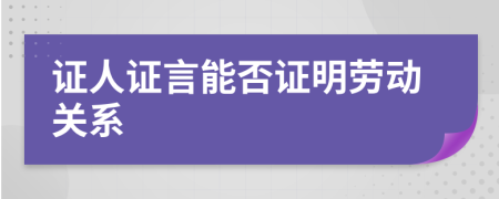 证人证言能否证明劳动关系