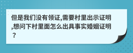 但是我们没有领证,需要村里出示证明,想问下村里面怎么出具事实婚姻证明？