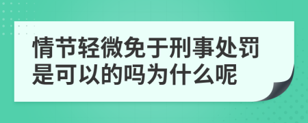 情节轻微免于刑事处罚是可以的吗为什么呢