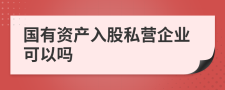 国有资产入股私营企业可以吗