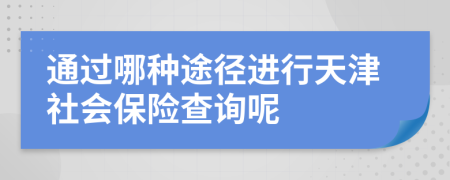 通过哪种途径进行天津社会保险查询呢