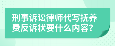 刑事诉讼律师代写抚养费反诉状要什么内容？