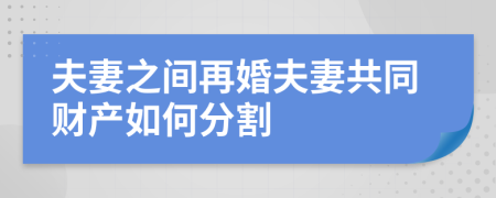 夫妻之间再婚夫妻共同财产如何分割