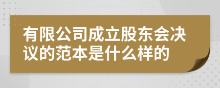 有限公司成立股东会决议的范本是什么样的