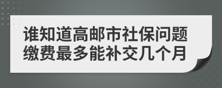 谁知道高邮市社保问题缴费最多能补交几个月