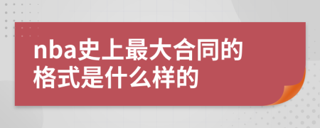 nba史上最大合同的格式是什么样的