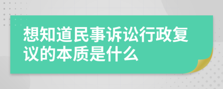 想知道民事诉讼行政复议的本质是什么