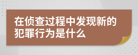 在侦查过程中发现新的犯罪行为是什么