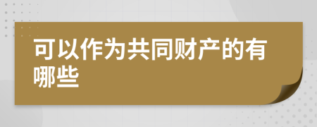 可以作为共同财产的有哪些