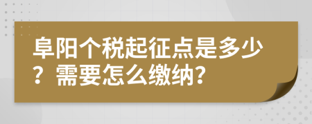 阜阳个税起征点是多少？需要怎么缴纳？