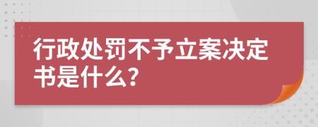 行政处罚不予立案决定书是什么？