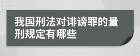 我国刑法对诽谤罪的量刑规定有哪些