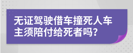 无证驾驶借车撞死人车主须陪付给死者吗？