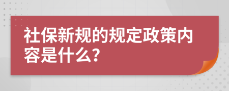 社保新规的规定政策内容是什么？