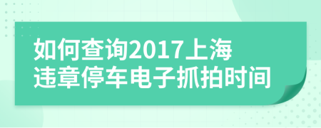 如何查询2017上海违章停车电子抓拍时间