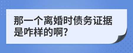 那一个离婚时债务证据是咋样的啊?