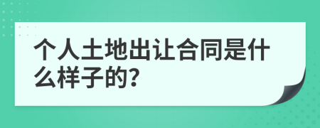 个人土地出让合同是什么样子的？