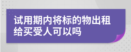 试用期内将标的物出租给买受人可以吗