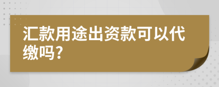 汇款用途出资款可以代缴吗?