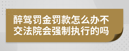 醉驾罚金罚款怎么办不交法院会强制执行的吗